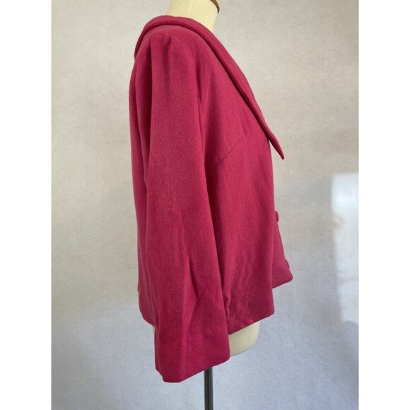 Vintage Hip Length Swing Coat Hot Pink Wool Women’s Size L 3/4 Sleeve - Picture 9 of 11